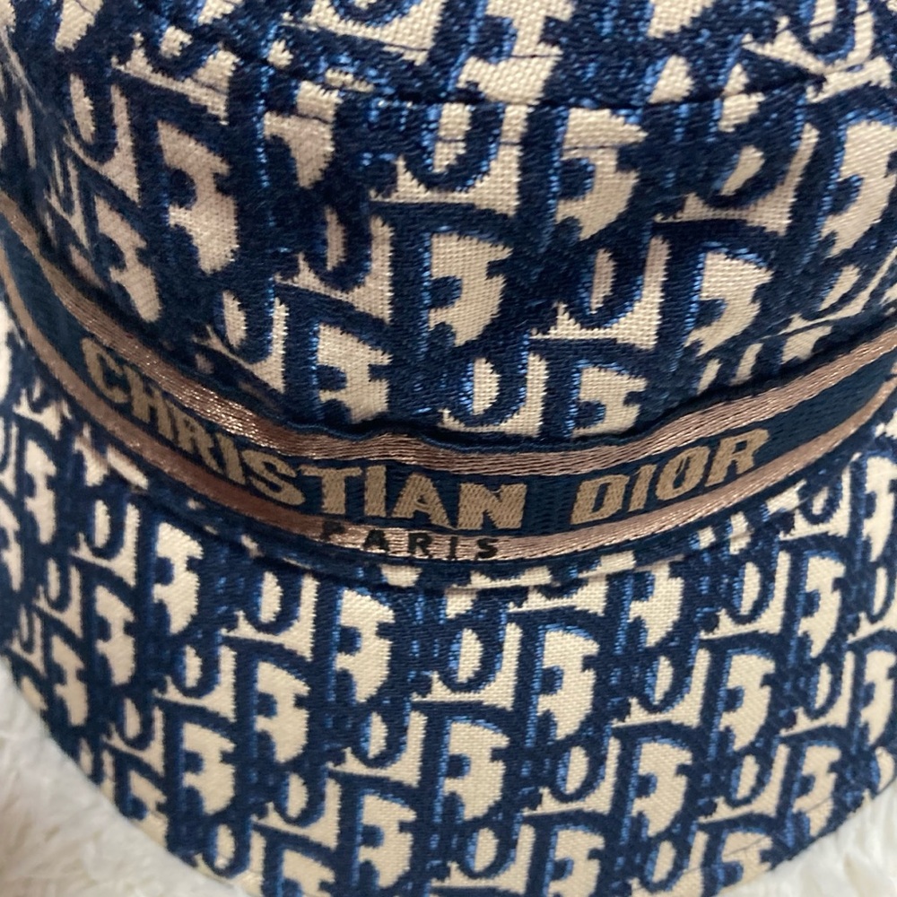 Dior Blue and Cream Patterned Hat - Picture 3 of 4